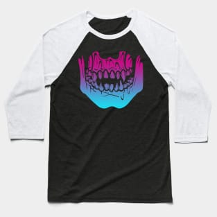 Demon Skeleton Jaw Monster Teeth Vaporwave Baseball T-Shirt